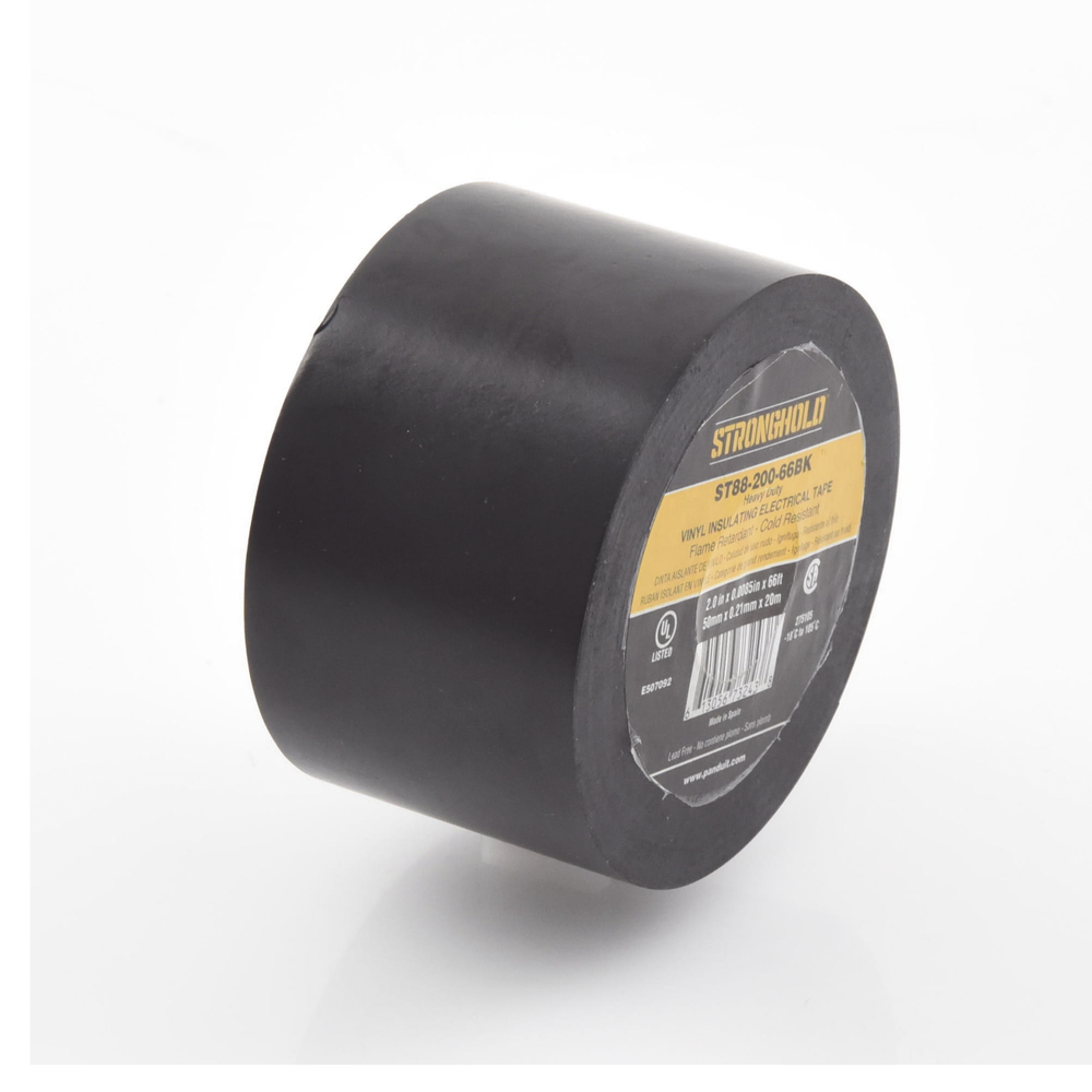 Cinta Eléctrica STRONGHOLD Para Aislar, de PVC, Trabajo Pesado Eléctrico (UV, abrasión, aceite, corrosión), Grosor 0.21 mm (8.5 mil), Ancho 50 mm, y