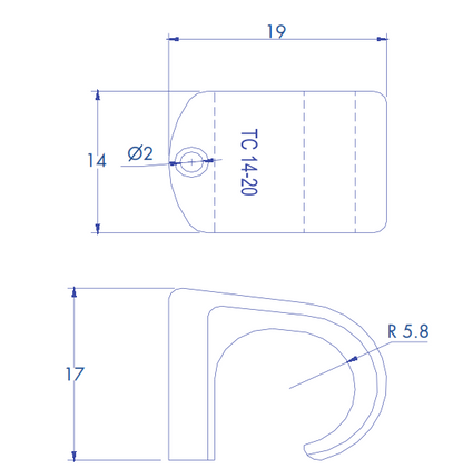 Grapa para cable redondo de 14mm color gris (100pzs) (3105-00100)