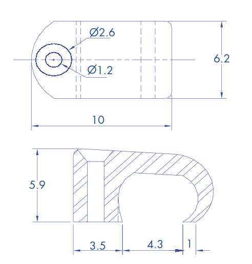 Grapa para cable plano de 4mm color transparente (100pzs) (3208-00100)