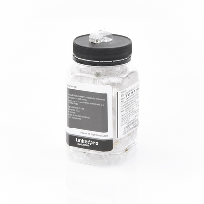 Bote con 100 Piezas de Plug Modular RJ45 Cat6 sin Blindaje, Chapado de Oro a 30 Micras para Durabilidad Extrema