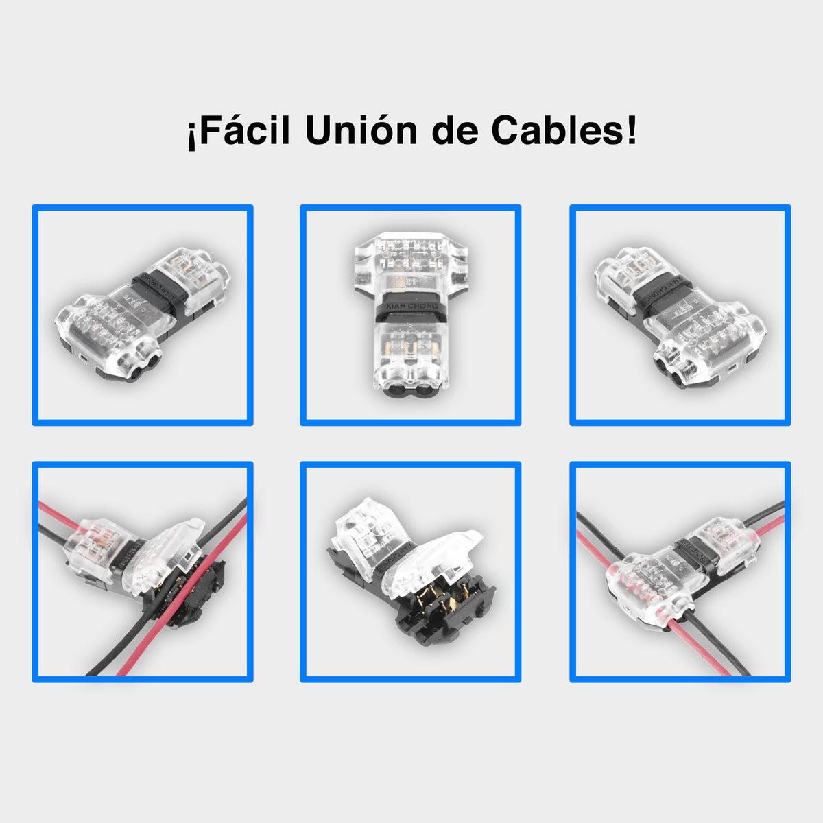 Conector en forma de T para 2 Contactos / Para una Conexión Rápida