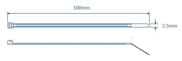 Cincho de nylon color natural, 2.5 x 100mm (Paquete con 100pzs) (4200-01000)