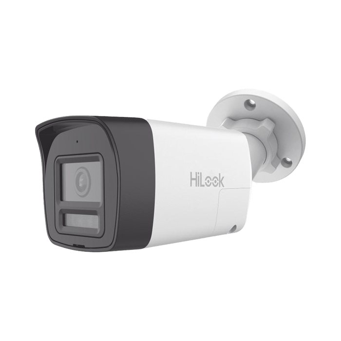 Kit HiLook Audio Bidireccional TurboHD 1080p / DVR Metalico 4 Canales / 4 Cámaras Bala (Exterior) con Bocina y Micrófono Integrado / 1 Fuente de