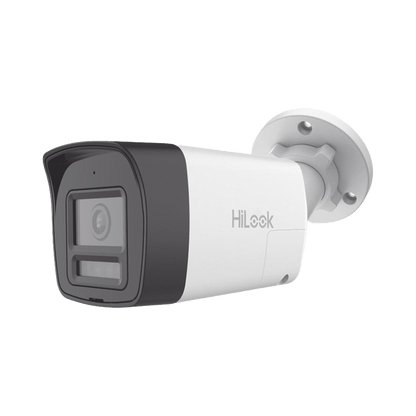 Kit HiLook Audio Bidireccional TurboHD 1080p / DVR Metalico 4 Canales / 4 Cámaras Bala (Exterior) con Bocina y Micrófono Integrado / 1 Fuente de