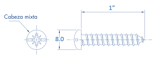 Tornillo 8 mm x 1" para taquete TP1X (1000pzs) (1392-00202)