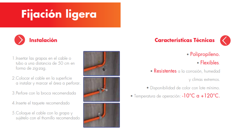 Kit de 3 grapas, 3 taquetes Y 3 tornillos para sujetar conductores redondos o tubo en muro (para tubería de 3/4) (2105-07240)