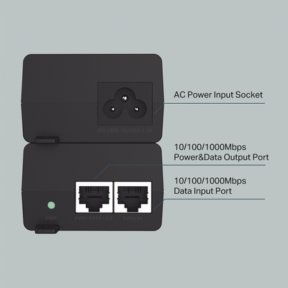 Inyector PoE+ (30W) / Gigabit 802.3 af/at / 2 puertos 10/100/1000 Mbps / Plug and Play / Fuente alimientación Integrada