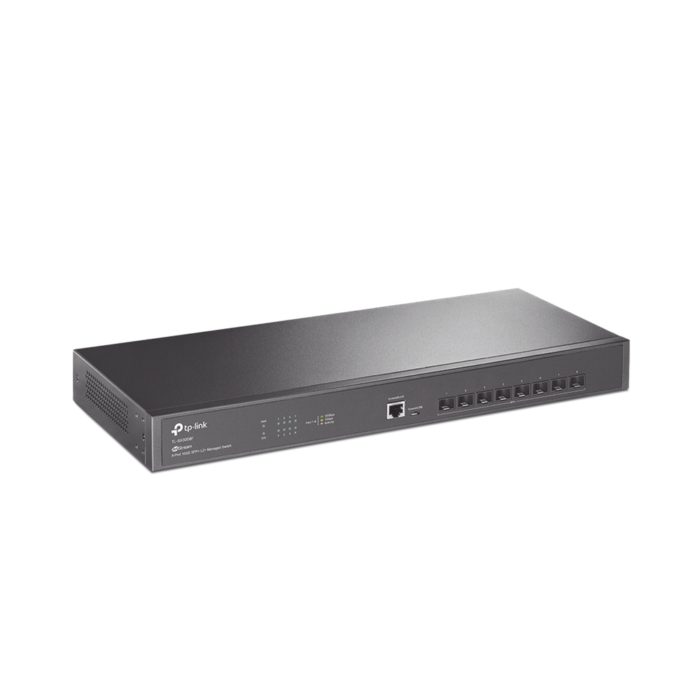 Switch Fibra Óptica L2+ Omada / 8 Puertos SFP+ 10G / 2 Puertos Consola (RJ45 y micro-USB) / Administración Centralizada Omada o Stand-Alone