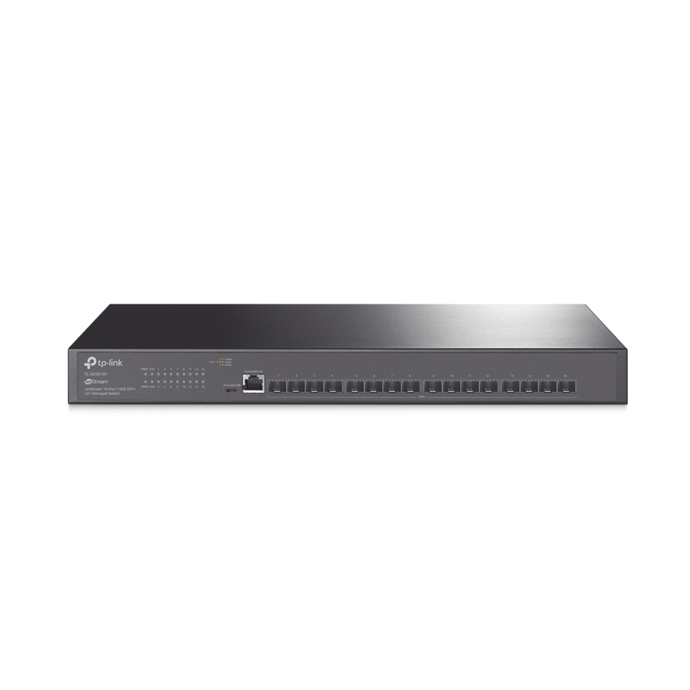 Switch Fibra Óptica L2+ Omada / 16 Puertos SFP+ 10G / 2 Puertos Consola (RJ45 y micro-USB) / Administración Centralizada Omada o Stand-Alone