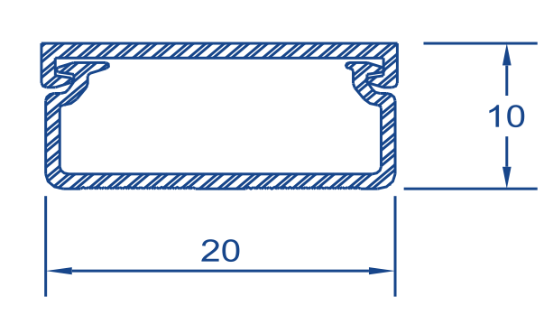 Canaleta blanca de PVC auto extinguible, sin división, 20 x 10 mm, tramo de 6 pies, con cinta adhesiva (5101-21262)