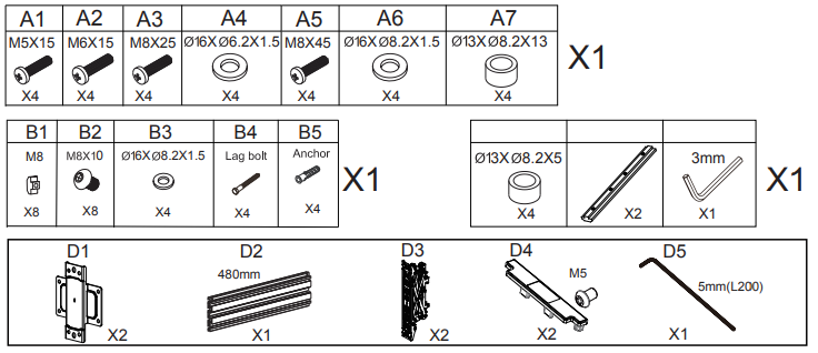 Montaje de Pared Push in - Pop out para Videowall| VESA 400| Para pantallas de 37 a 65 in | Capacidad Maxima de Carga 30 Kg