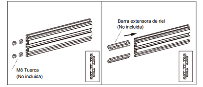 Riel de montaje para soporte de videowall LED de 125CM fabricado en aluminio