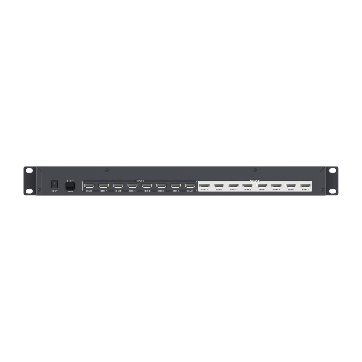MATRICIAL DE VIDEO HDMI 8 x 8 / 8 Entradas y 8 Salidas en HDMI / 4K @ 30Hz / 10.2 Gbps / HDMI 1.4 / HDCP 1.4 / 3D / Conmutación por Botón, RS232 o