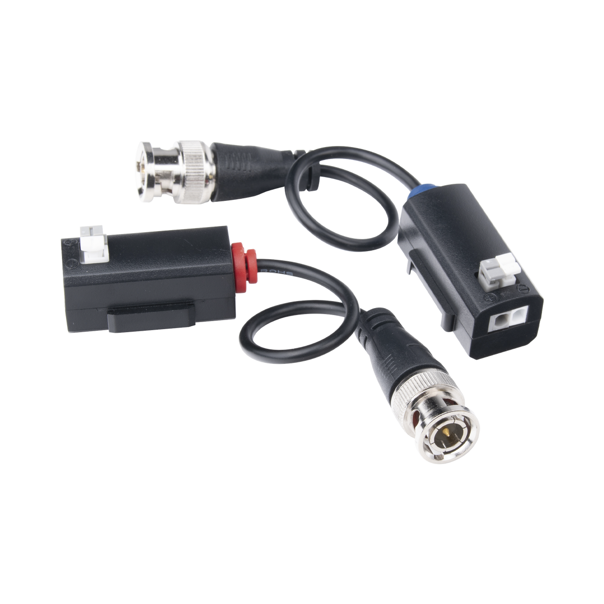 Kit de Transceptores (Baluns) con Terminal PUSH SUPERIOR PIG TAIL en ambos conectores, Resolución 4K , Cable flexible COAXIAL Blindado / COAXITRON