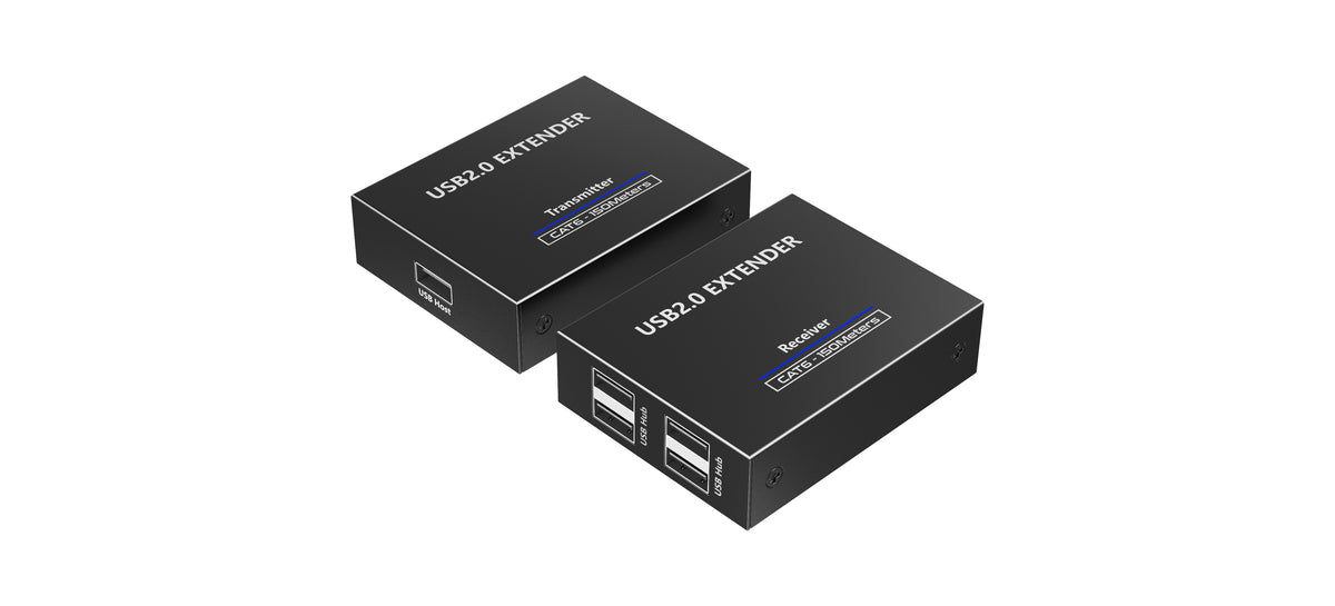 Kit EXTENSOR USB 2.0 de 4 Puertos para Distancias de Hasta 150 m | Soporta USB 2.0, USB 1.1 y USB 1.0 | UTP Cat 5e/6/6a/7 | Soporta Switch Gigabit |