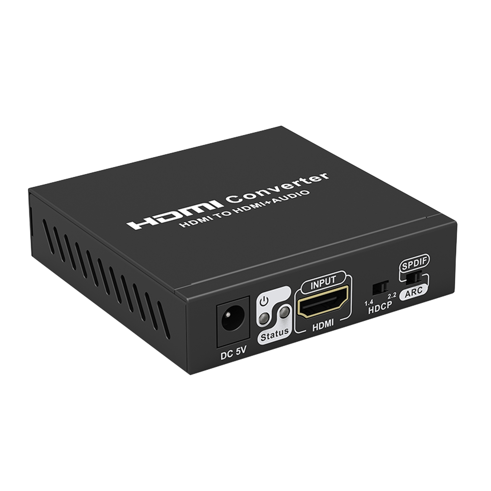 Extractor de Audio de HDMI a HDMI + Audio / Salida de Audio Digital o Análoga / SPDIF / Toslink / Auxiliar 3.5mm (Estéreo) / Salida HDMI solo video