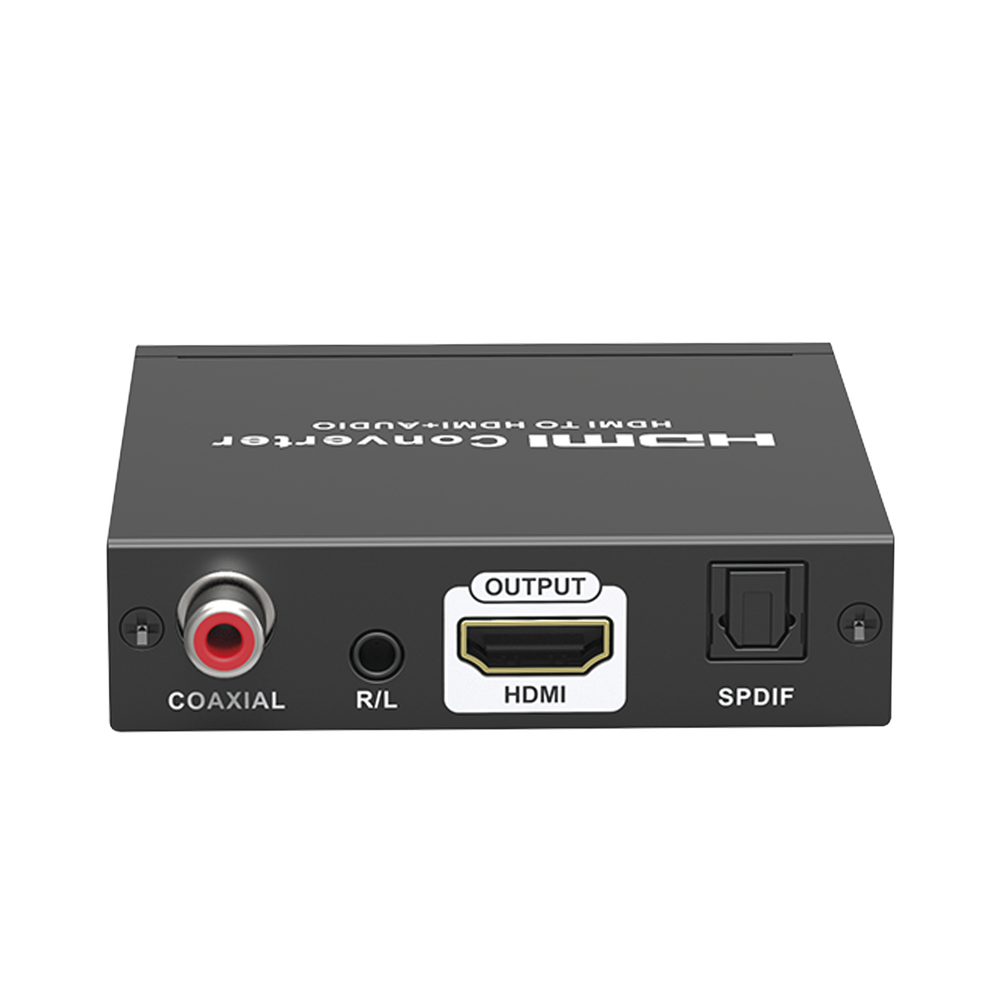 Extractor de Audio de HDMI a HDMI + Audio / Salida de Audio Digital o Análoga / SPDIF / Toslink / Auxiliar 3.5mm (Estéreo) / Salida HDMI solo video