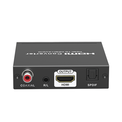 Extractor de Audio de HDMI a HDMI + Audio / Salida de Audio Digital o Análoga / SPDIF / Toslink / Auxiliar 3.5mm (Estéreo) / Salida HDMI solo video