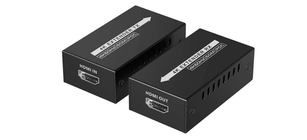 Kit extensor HDMI de tamaño mini | 4K60Hz a 60 metros | Solo requiere alimentación TX | Sobre CAT6/CAT6A/CAT7 |