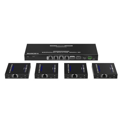 Kit Divisor y Extensor HDMI | 1x4 | Hasta 70 m |Resolución 4K @ 60 Hz | Cat 6/6a/7 | IPCOLOR | CERO LATENCIA | EDID | RS232 | Salida Loop / PoC