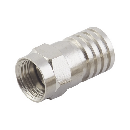 Conector F Macho, Plegable de Doble Blindaje para cable RG-6, Cuerpo de Bronce Niquelado