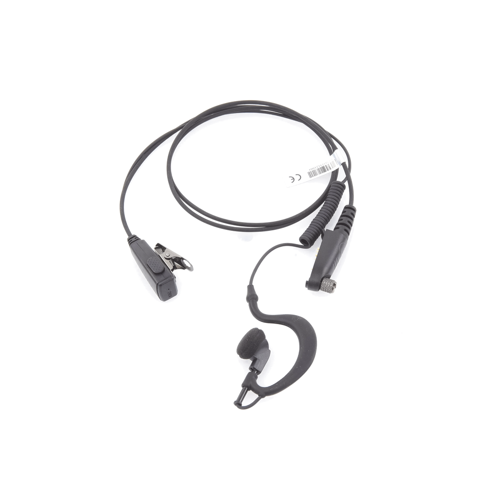 Micrófono-Audífono de Gancho Ergonómico / Cable con Resorte Reforzado con Kevlar / PTT de Solapa / Conector Multipin H02 para Hytera y Telox