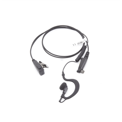 Micrófono-Audífono de Gancho Ergonómico / Cable con Resorte Reforzado con Kevlar / PTT de Solapa / Conector Multipin H02 para Hytera y Telox