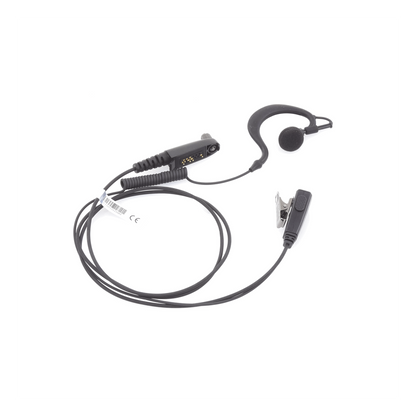 Micrófono-Audífono de Gancho Ergonómico / Cable con Resorte Reforzado con Kevlar / PTT de Solapa / Conector Multipin H02 para Hytera y Telox