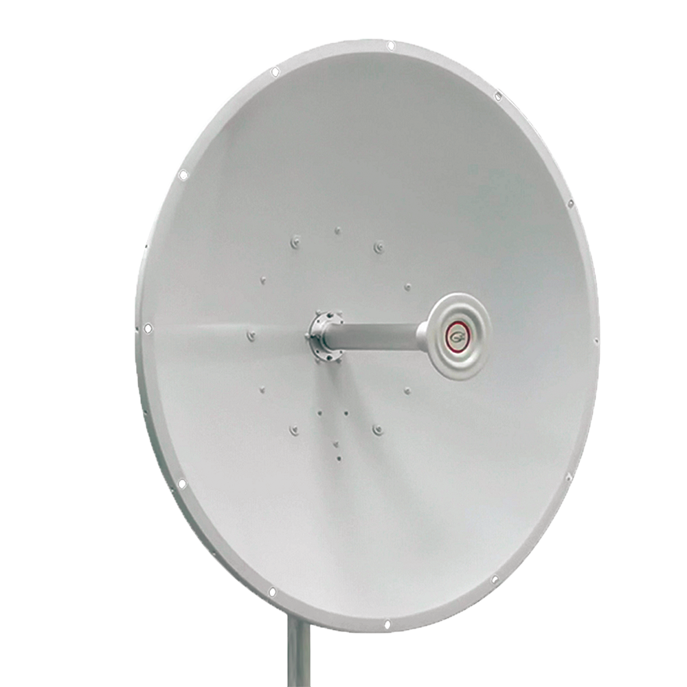 Antena direccional de 3ft, 4.9 a 7.1 GHz, Ganancia 34 dBi, Conectores SMA-hembra, Polarización doble, incluye montaje para torre o mástil
