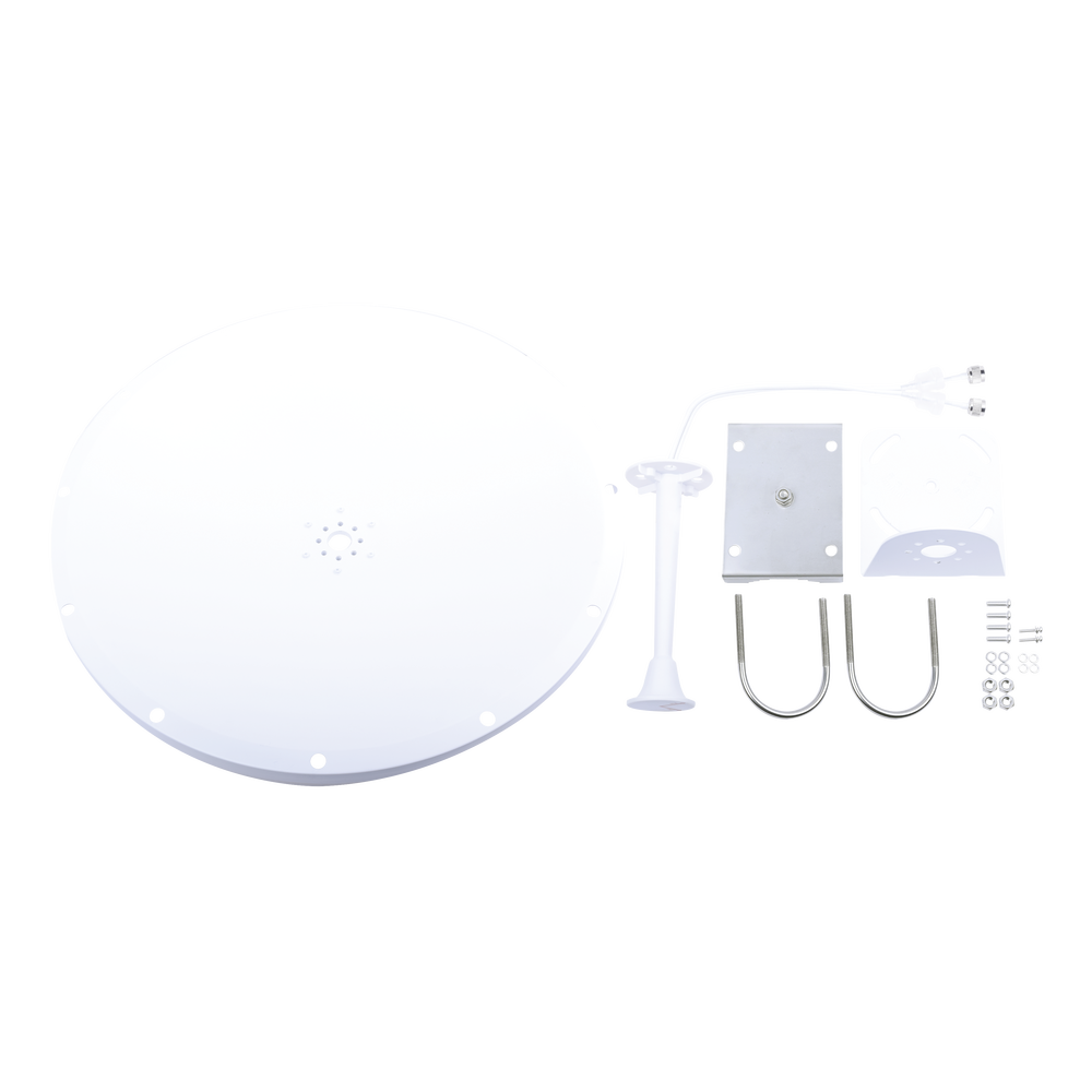 Antena Direccional con Frecuencia Extendida / 4.8 - 6.5 GHz / 28 dBi / Jumper incluido con conector N-Macho / Polaridad en 90º y 45º / Montaje