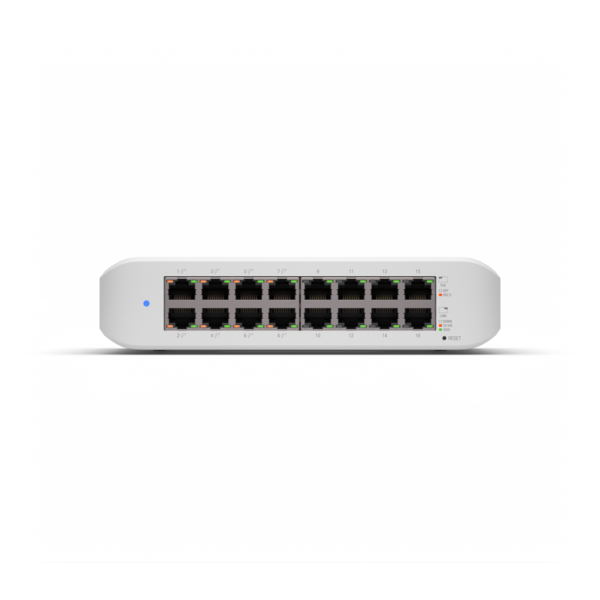 Switch UniFi Lite Administrable PoE de 16 Puertos 10/100/1000 Mbps (8 puertos 802.3af/at), 45 W