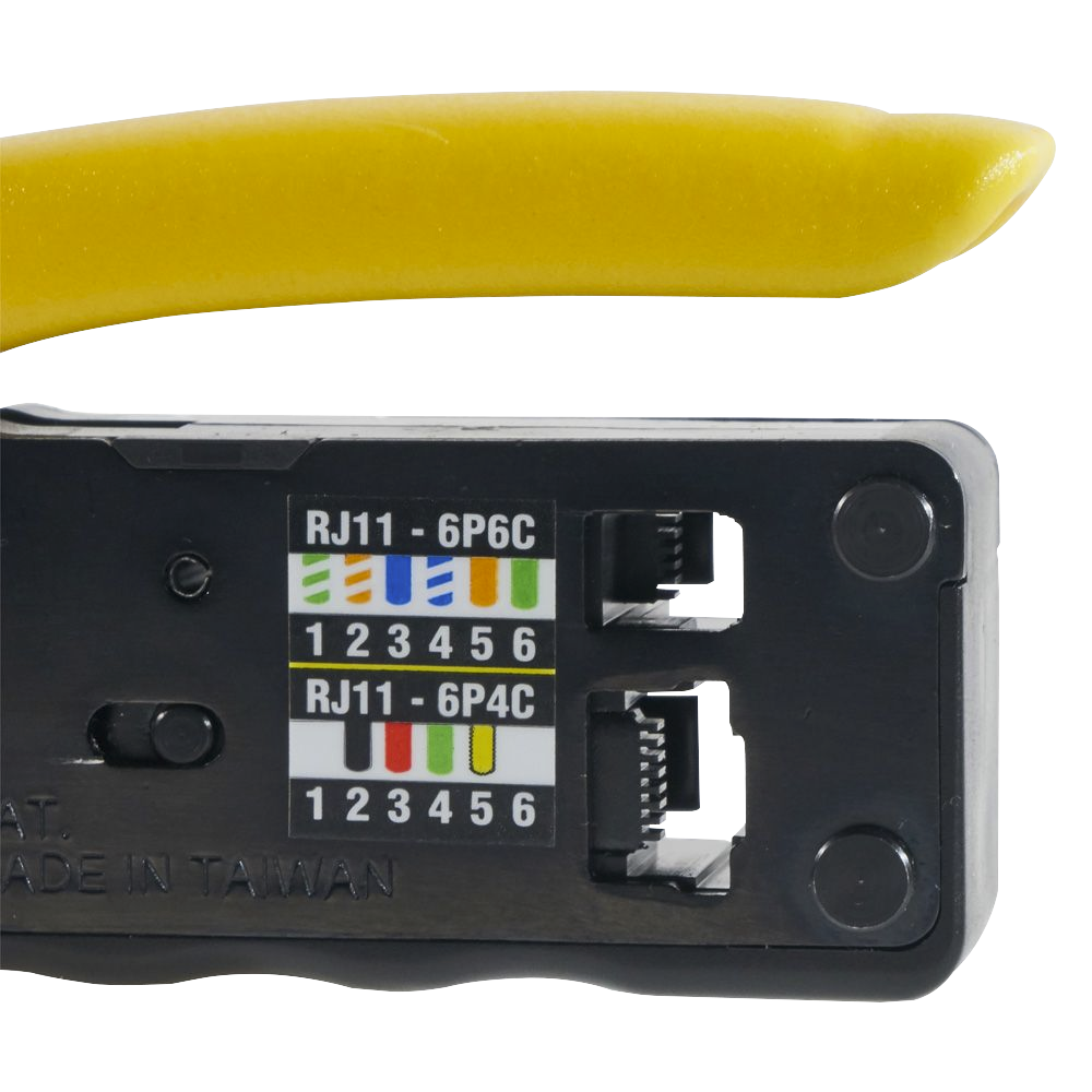 Ponchadora/Pelacables/Cortacables Compacta con Matraca para Conectores RJ45 y RJ11/RJ12.