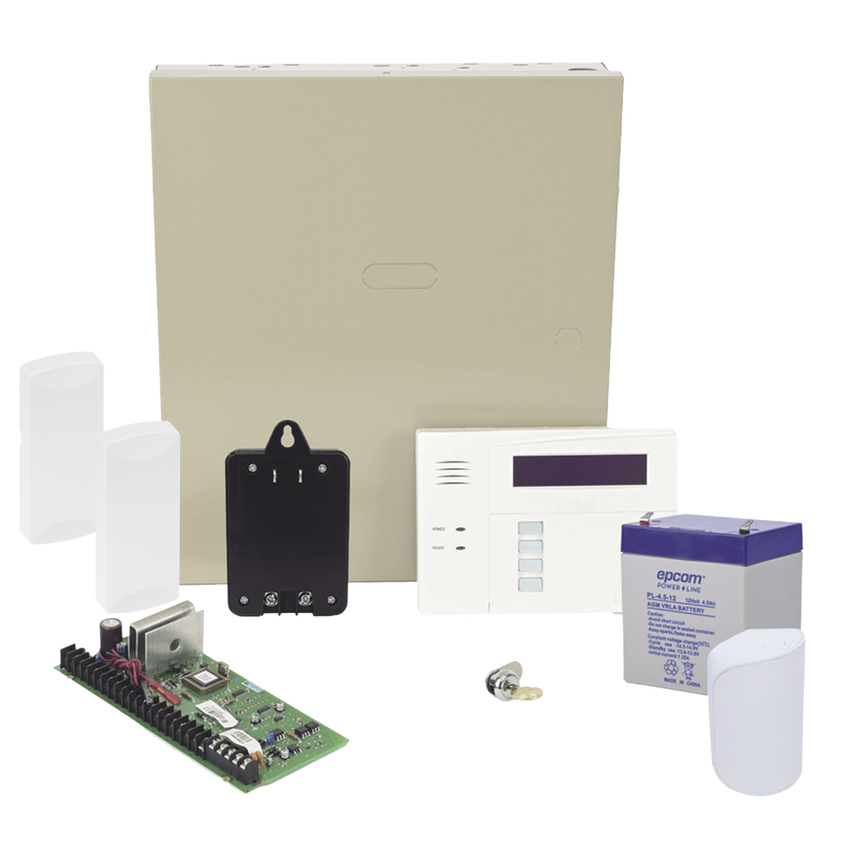 Kit de panel de alarma híbrido con teclado y receptor inalámbrico integrado, contactos magnéticos y sensor de movimiento inalámbricos