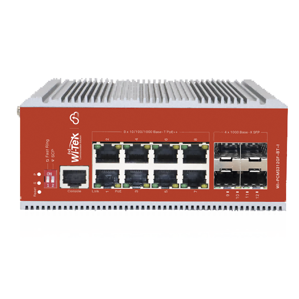 Switch L2+ PoE Industrial / Administración Cloud-Web-CLI / 8 Puertos PoE af/at/bt 100/1000 Mbps / 4 Puertos SFP Gigabit / Presupuesto PoE 460 W
