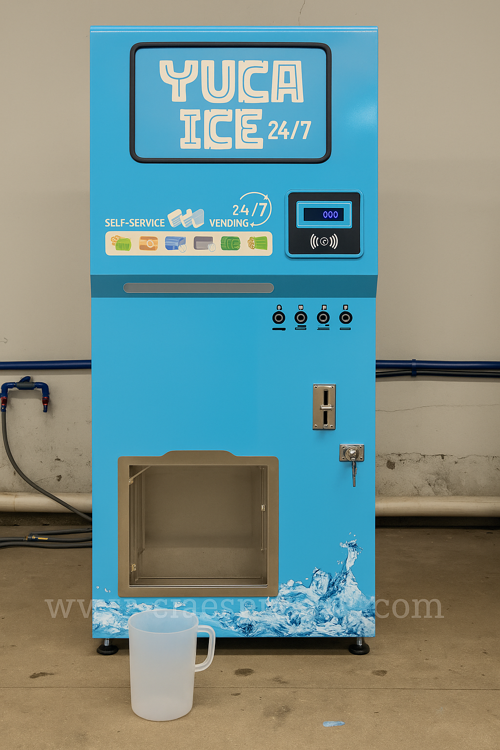 140kg/day Ice Vending Machine with Coin Acceptor and Local Configuration System