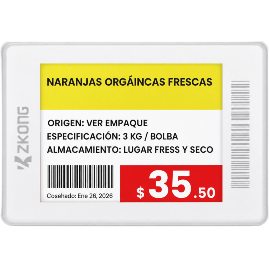 Etiqueta Electrónica de Estantería ESL 1.8 Pulgadas / Pantalla EPD a Color 224x168 píxeles / 4 Colores (Negro, Blanco, Rojo, Amarillo) / Batería 5