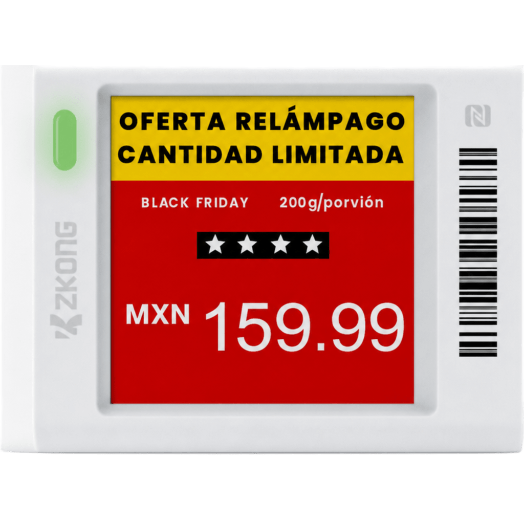 Etiqueta Electrónica de Estantería ESL 1.5" / Pantalla EPD Gráfica Matriz de Puntos 152x152 píxeles / 4 Colores (Negro Blanco Rojo Amarillo) / BLE