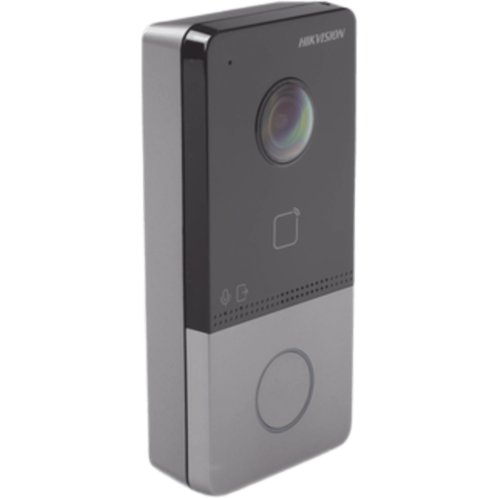 Kit de Videoportero IP + Switch PoE Estándar con llamada a App de Smartphone (HikConnect) / Apertura con tarjeta MIFARE / Frente de calle IP65