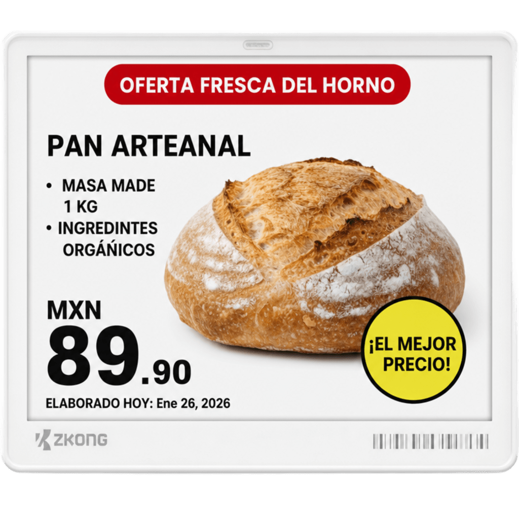 Etiqueta Electrónica ESL 5.8" EPD Matriz de Puntos / Resolución 648x480 Pixels / 4 Colores (Negro Blanco Rojo Amarillo) / BLE 5.1 con Encriptación