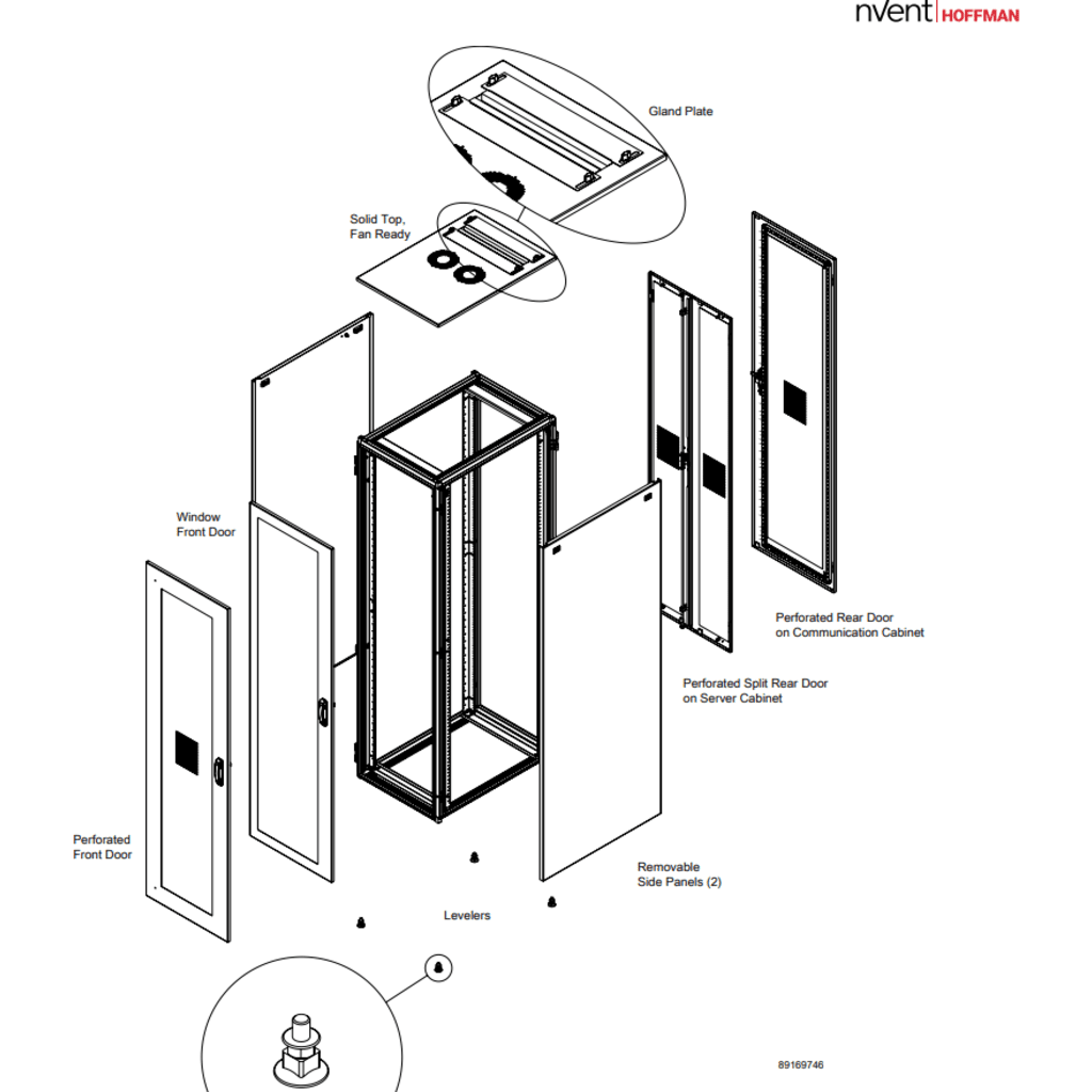 Gabinete de Telecomunicaciones ProLine S1 48 UR Dimensiones 2350 x 800 x 1200 mm Acero color Negro RAL 9005 / Puertas Perforadas / Certificaciones