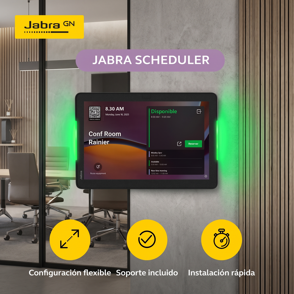Panel de Programación de Salas / Pantalla Táctil 10.1" / Resolución 1920x1200 / Android 13 / PoE IEEE 802.3af / Wi-Fi 802.11ac / Bluetooth 5.2