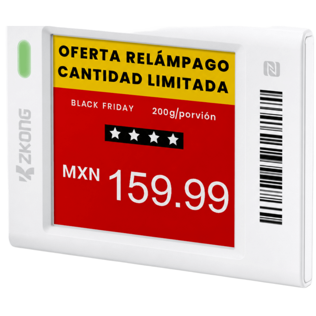 Etiqueta Electrónica de Estantería ESL 1.5" / Pantalla EPD Gráfica Matriz de Puntos 152x152 píxeles / 4 Colores (Negro Blanco Rojo Amarillo) / BLE