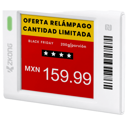 Etiqueta Electrónica de Estantería ESL 1.5" / Pantalla EPD Gráfica Matriz de Puntos 152x152 píxeles / 4 Colores (Negro Blanco Rojo Amarillo) / BLE
