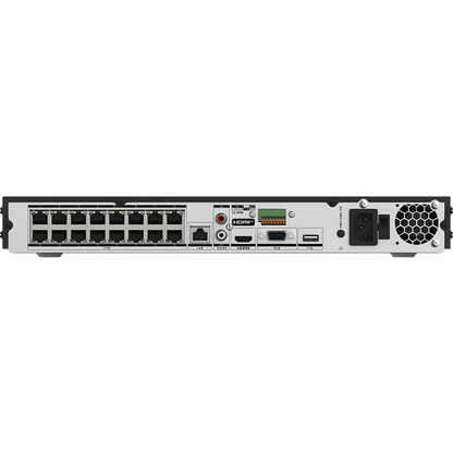 NVR 8 Megapixel (4K) (Compatible con Cámaras ACUSENSE) / 16 canales IP / 16 Puertos PoE+ / 2 Bahías de Disco Duro / Salida de Vídeo en 4K / 300