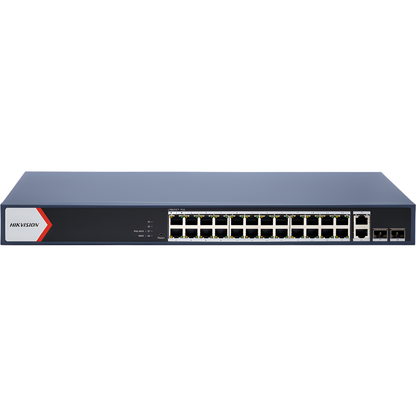 Switch Gigabit PoE+ / Administrable / 24 Puertos 1000 Mbps PoE+ / 2 Puertos 1000 Mbps Uplink / 2 Puertos SFP Uplink / Configuración Nube Hik-Partner