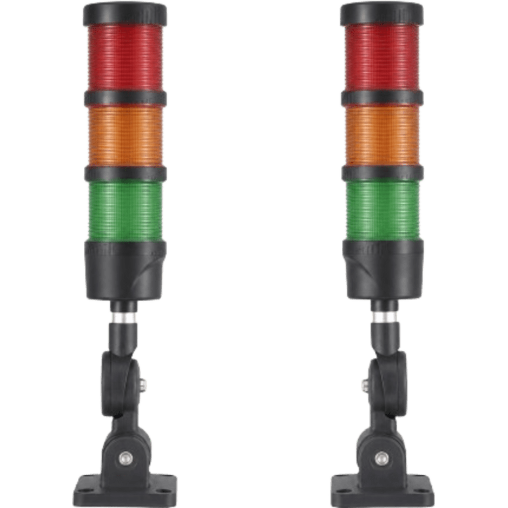 Torre LED Indicadora de estado de 3 niveles color Rojo, Ámbar y Verde, con Buzzer integrado a 85 dB, a 110-240 VCA con Montaje incluido de 60 mm de