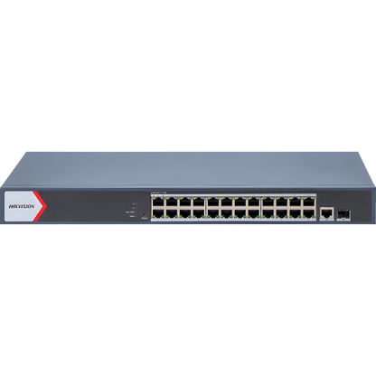 Switch Gigabit PoE+ / Administrable / 24 Puertos 1000 Mbps PoE+ / 1 Puerto 1000 Mbps Uplink / 1 Puertos SFP Uplink / Configuración Nube Hik-Partner
