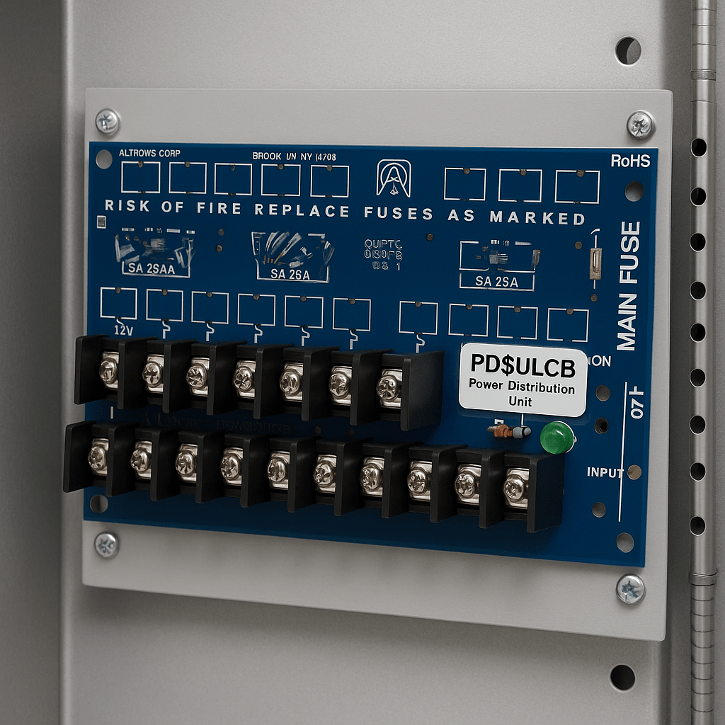 Módulo Distribuidor de Energía UL / 8 Salidas Clase 2 Protegidas PTC / Entrada 12-24VDC o 24-28VAC / Auto-resetable 2A por Salida