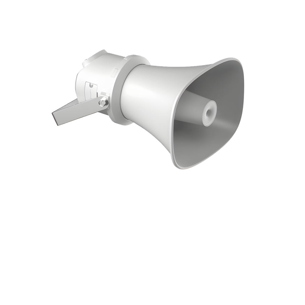 Bocina (Altavoz IP ) | Tipo Trompeta | 7 Watts | No requiere amplificador | PoE+ | Exterior IP67 | Metal | Voceo en tiempo real | Calendarización de