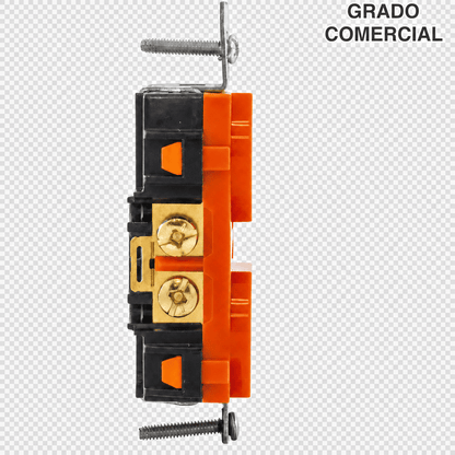 Contacto Dúplex Grado Comercial / 20A 125V / Conexión a Tierra Aislada / 2 Polos 3 Hilos / NEMA 5-20R / Color Naranja